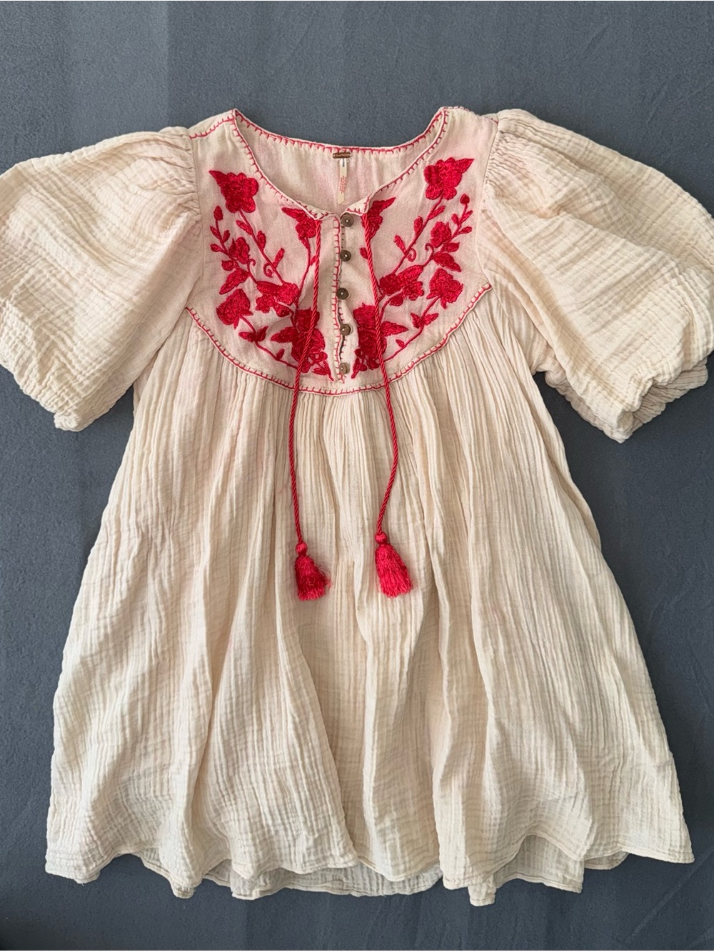 Free People XS-S Embroidered Gauze Mini Dress